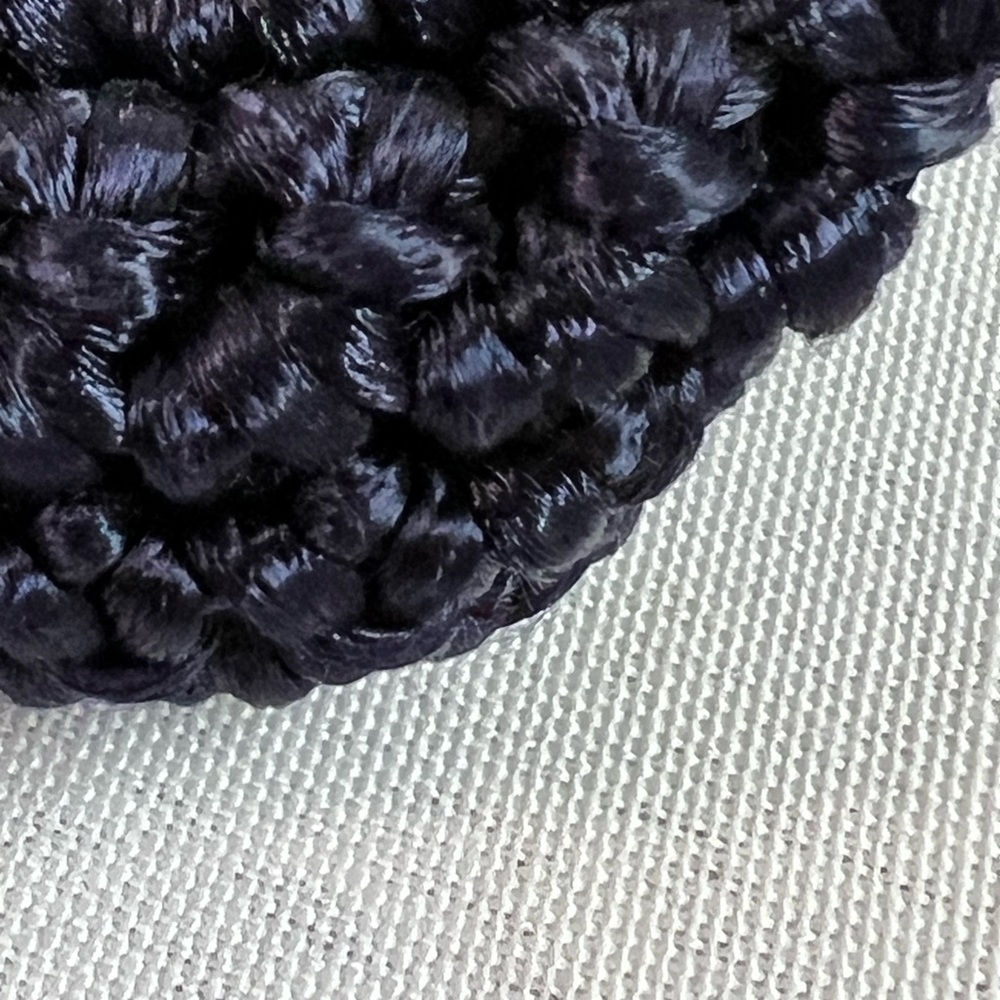 Roberta B Black Crochet Draw String Shoulder Bag … - image 7